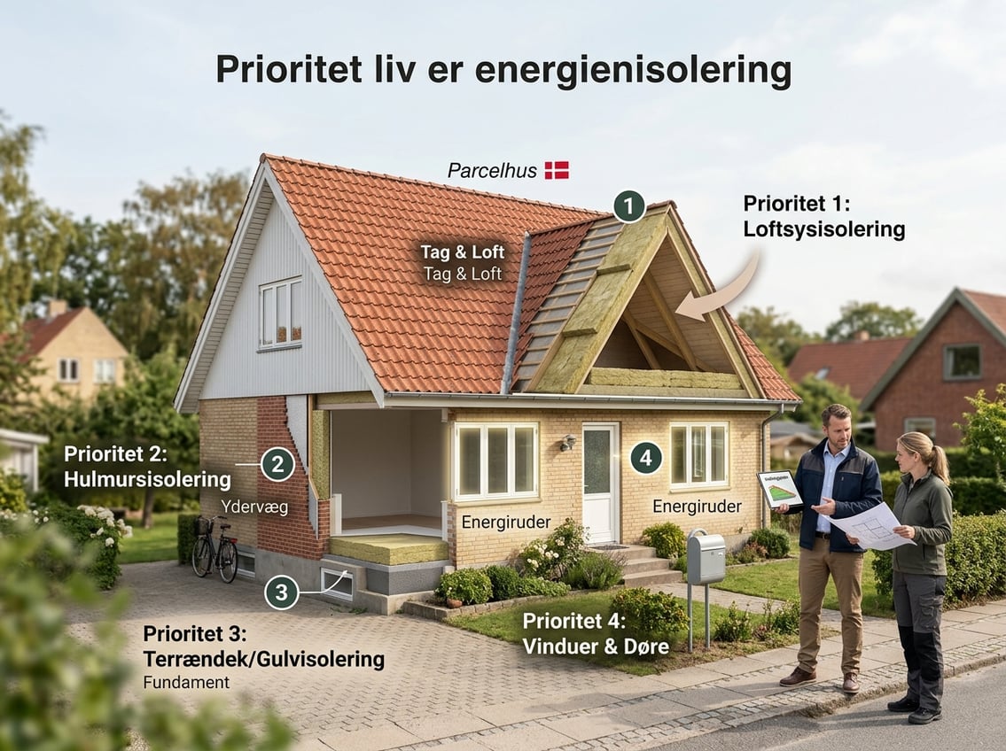 Sådan prioriterer du efterisolering i et typisk parcelhus